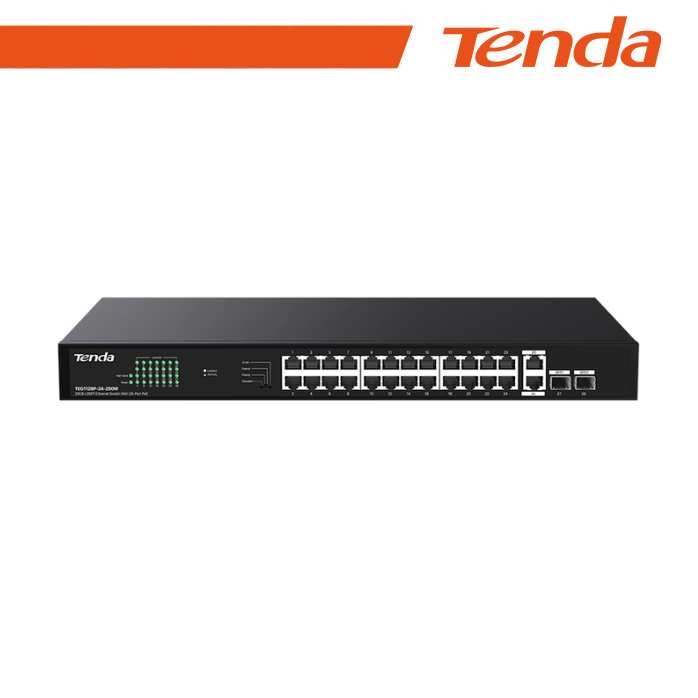 Switch PoE Gigabit 24 Porte + 2 SFP Tenda TEG1128P-24-250W