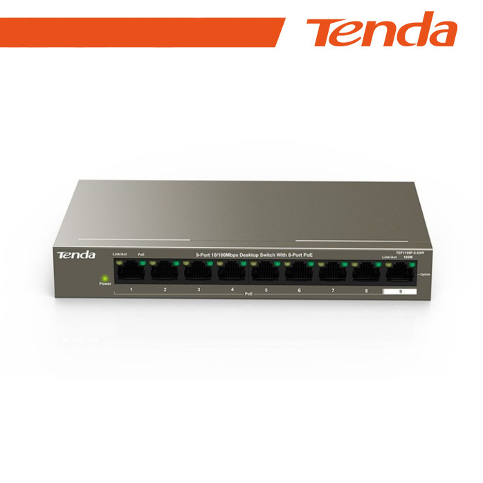 Switch PoE Desktop Tenda TEF1109P-8-63W 9 Porte 10/100