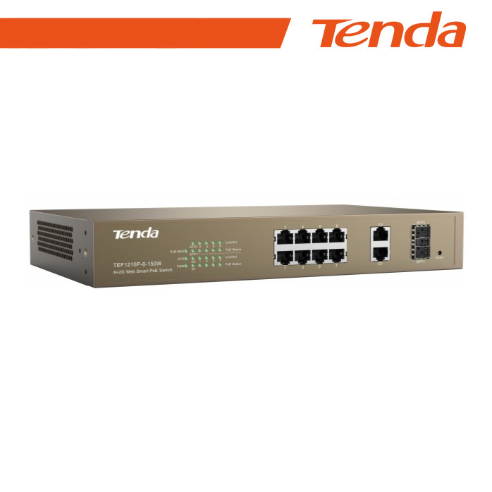 Switch PoE Smart Tenda TEF1210P-8-150W 8 Porte 10/100 + 2 SFP