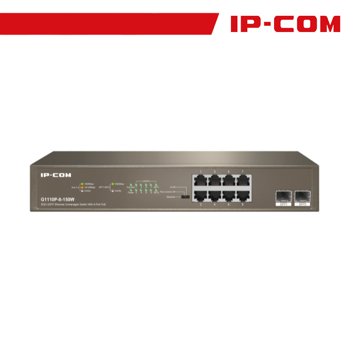 Switch PoE Gigabit Unmanaged IP-COM G1110P-8-150W 8 Porte + 2 SFP