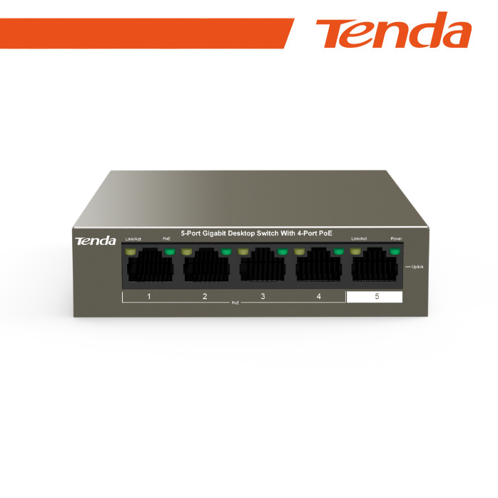 Switch PoE Gigabit Desktop Tenda TEG1105P-4-63W 5 Porte