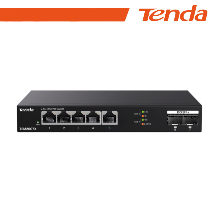 Switch 10 Gigabit Tenda TEM2007X 5 Porte 2.5G e 2 SFP+ Media Converter