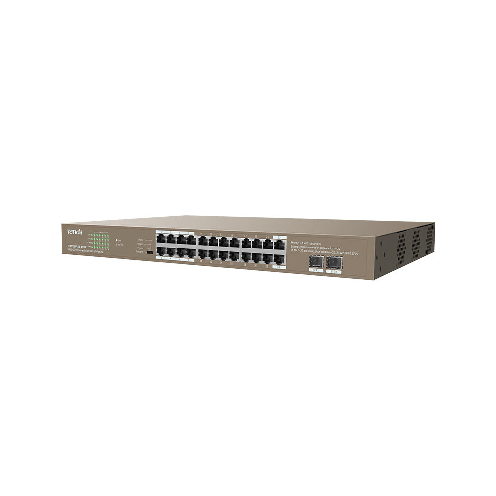 Switch PoE 24 Porte Gigabit + 2 SFP 410W Tenda Unmanaged