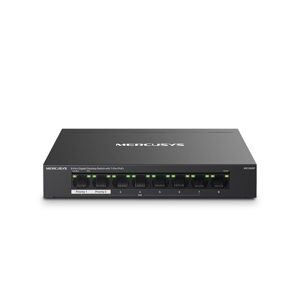 Switch Gigabit 8 Porte Mercusys MS108GP con 7 PoE+