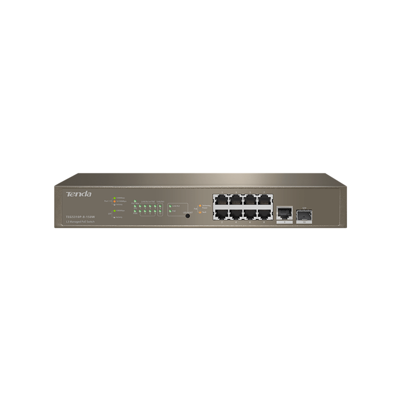 Switch PoE L3 Managed 8 Porte Gigabit Tenda TEG5310P-8-150W