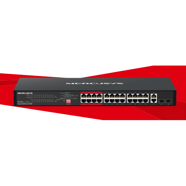 Switch PoE+ 24 Porte Mercusys MS126CP Rackmount 10/100 + 2 Gigabit